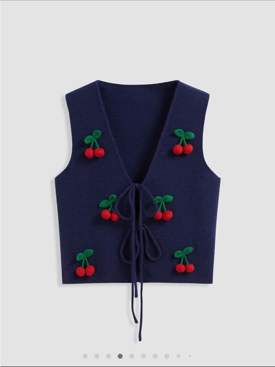 Cider Jackets & Blazers - Cherry Embroidered Knit Vest